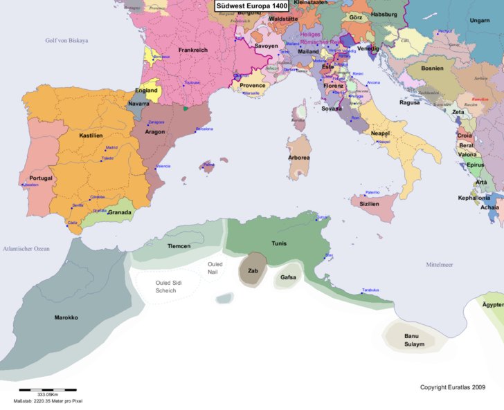Europa s�dwestlicher Teil 1400