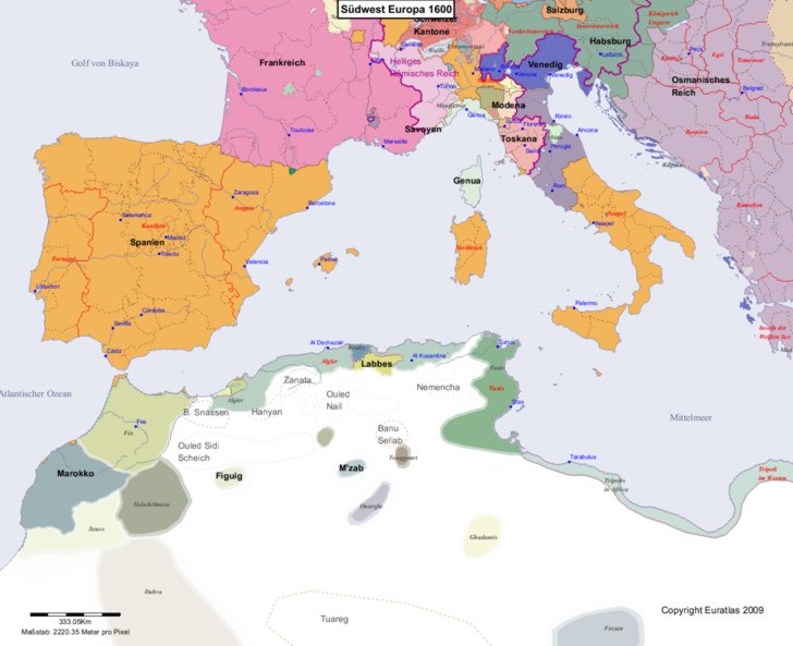 Europa s�dwestlicher Teil 1600