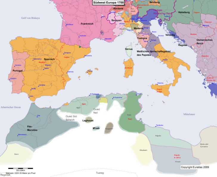 Europa s�dwestlicher Teil 1700