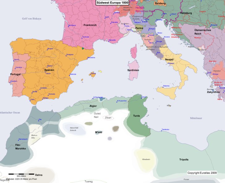 Europa s�dwestlicher Teil 1800